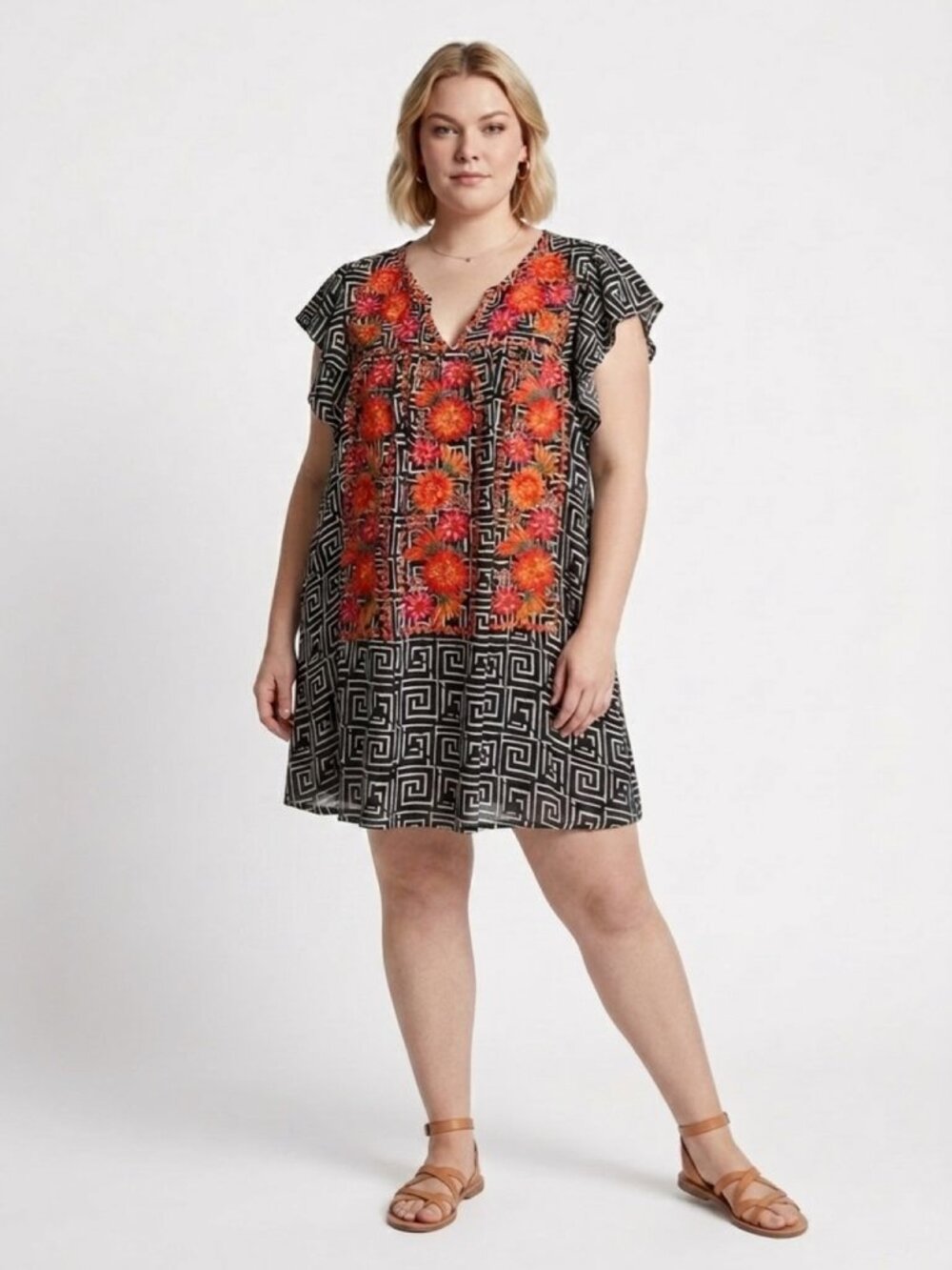Angel Heart Folk Art Talavera Aesthetic Boutique smock-style top 1X
